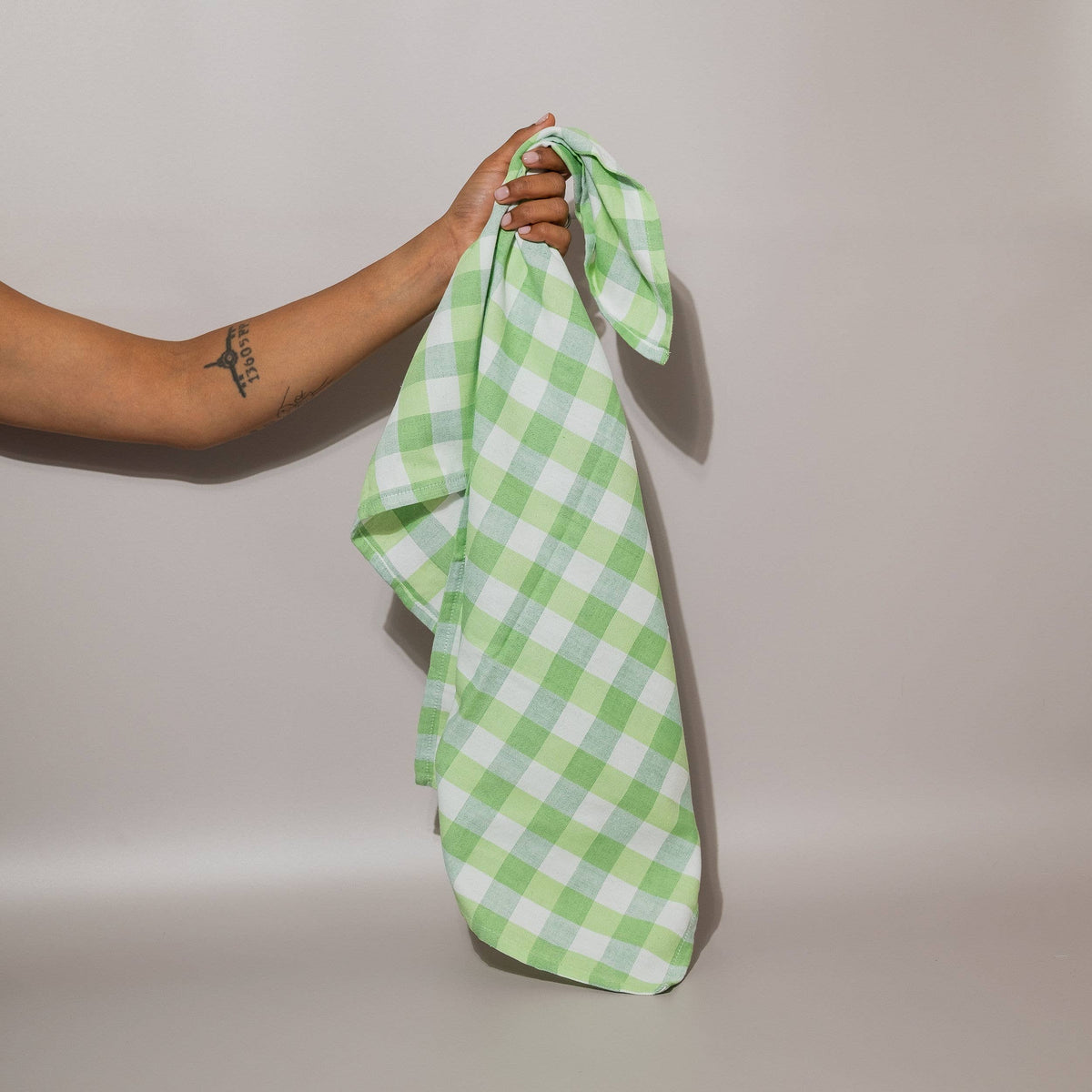Green and White Tea Towel
