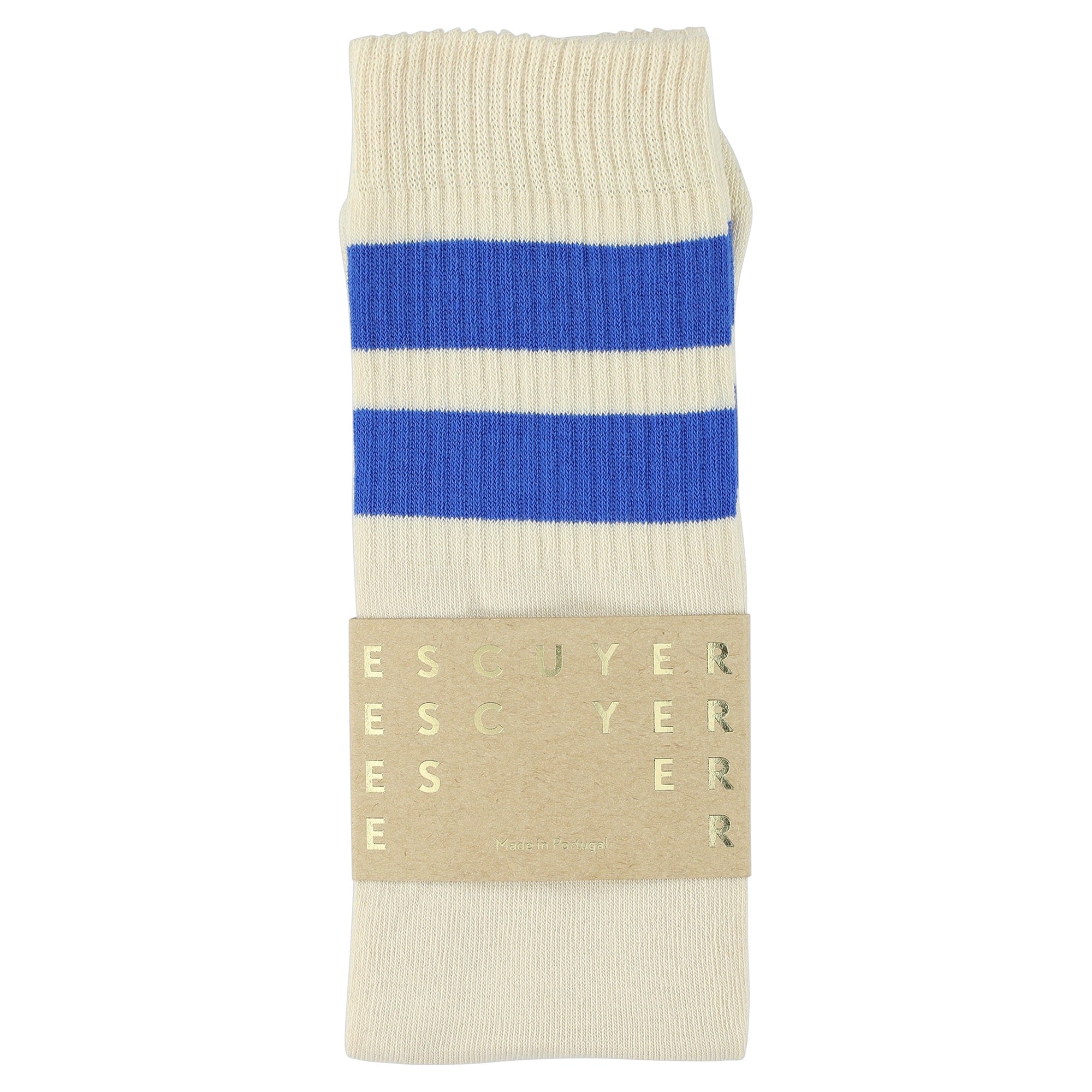 Unisex Tube Socks - Ecru / Bright Blu