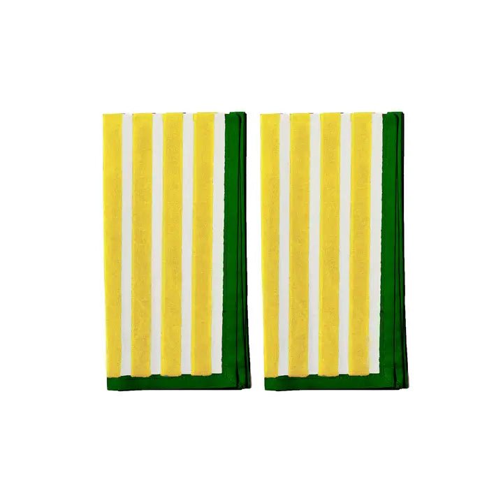 Block Stripe Napkins - Lemon & White