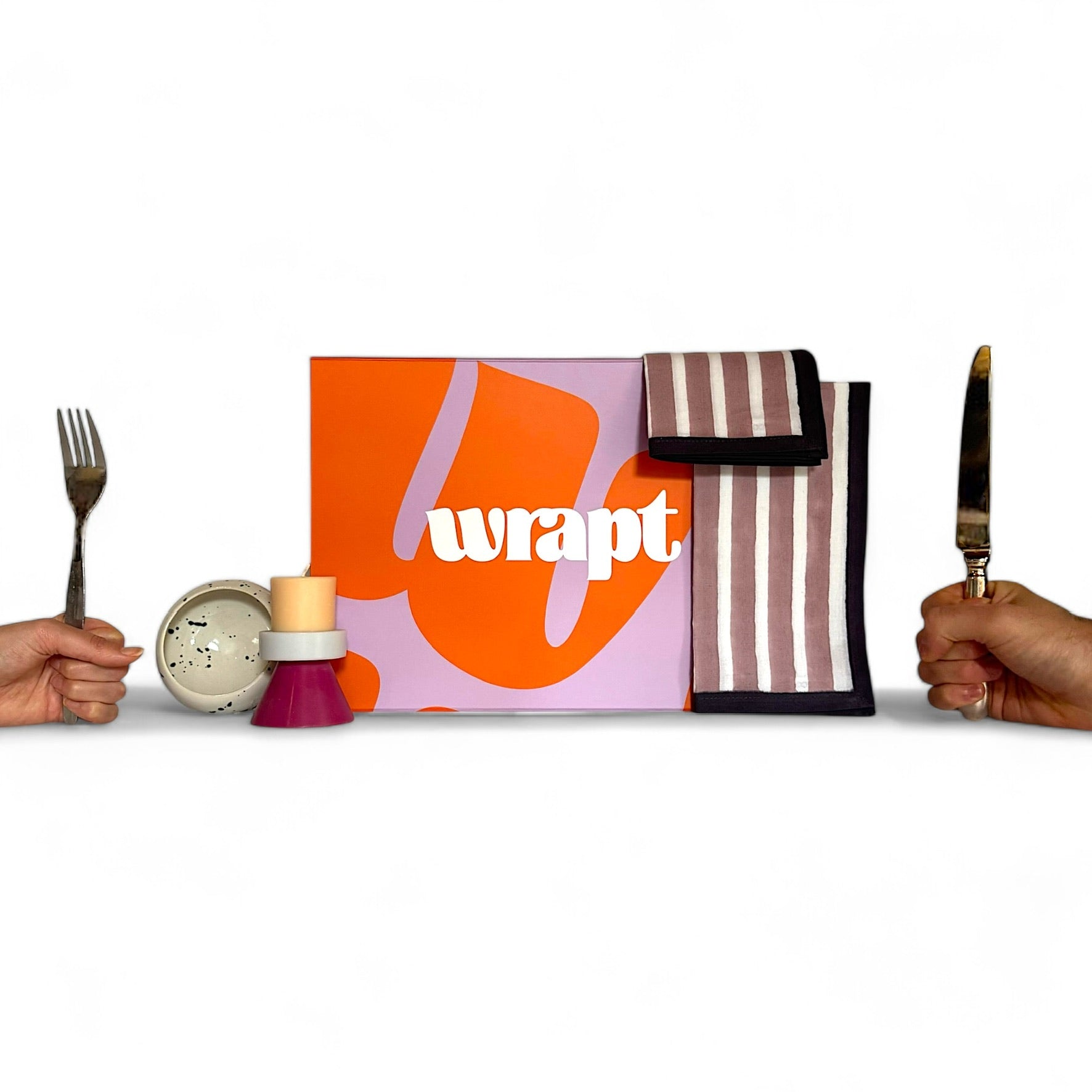 Block Stripe Napkins - Mauve & White