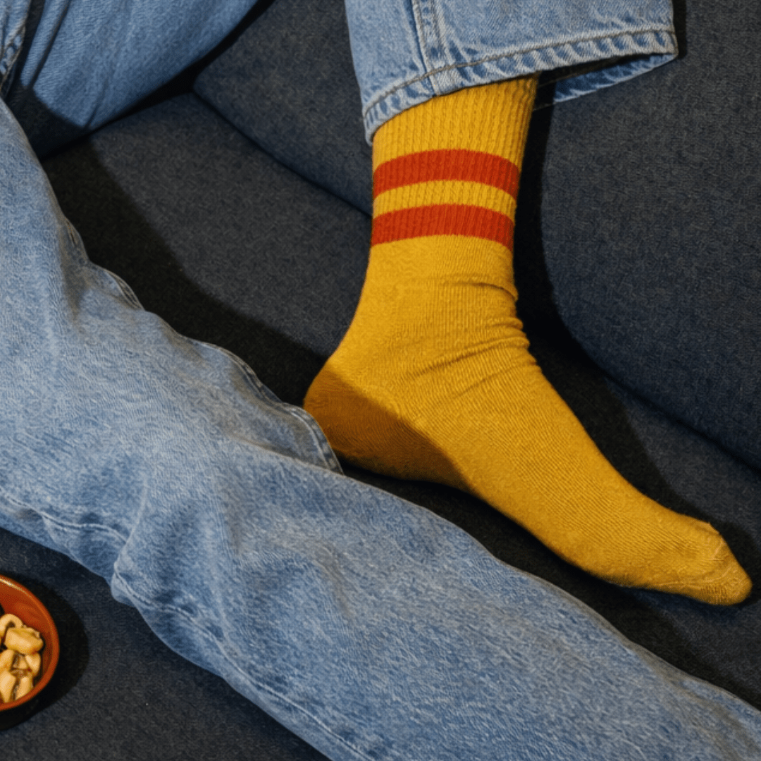 Unisex Tube Socks in Mustard & Orange