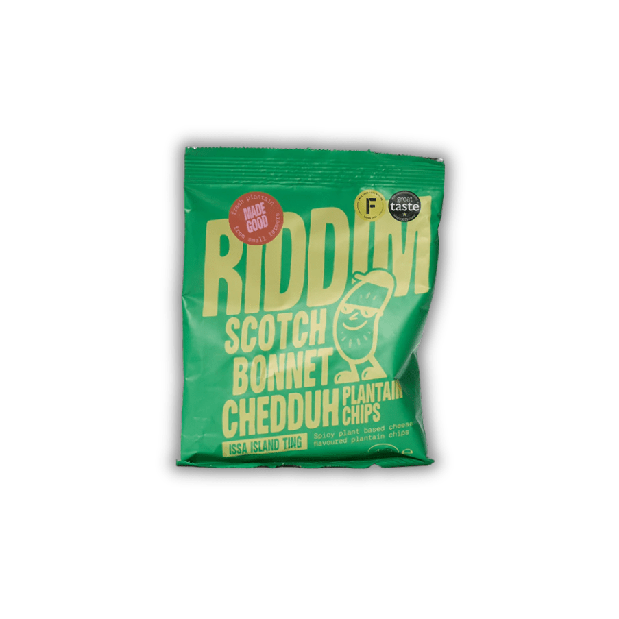 RIDDIM SNACKS Scotch Bonnet Cheddar Plantain Chips (Vegan)
