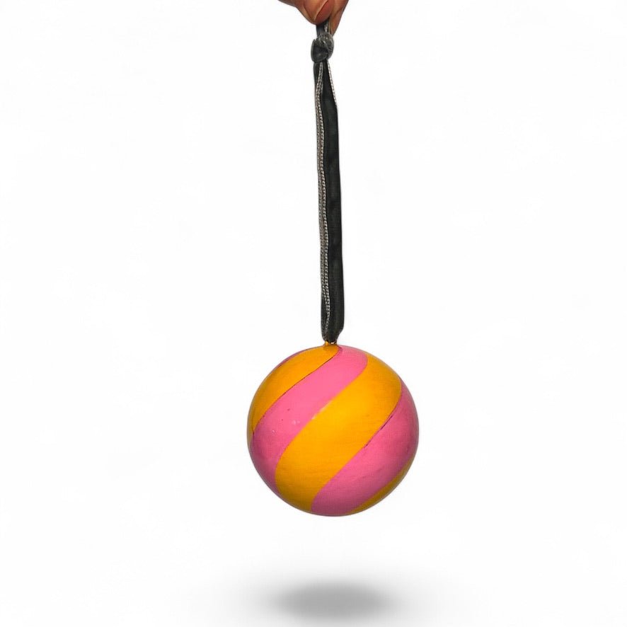 Ian Snow Bauble - Pink & Orange Swirl
