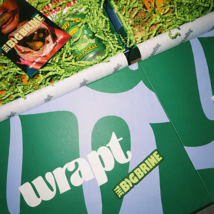 A pallet of branded Wrapt boxes ready to leave the studio