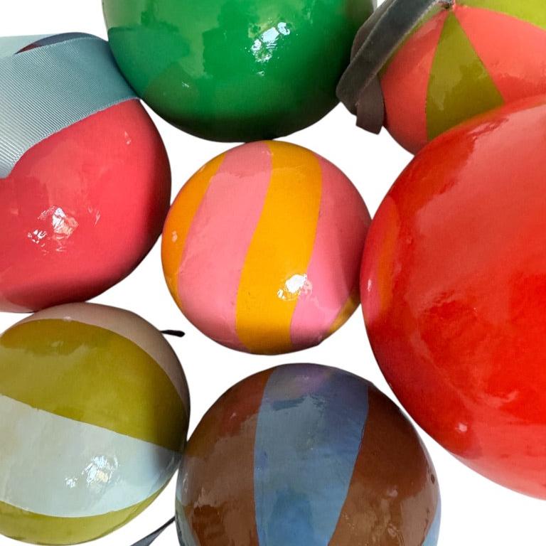 Ian Snow Bauble - Pink & Olive Beachball