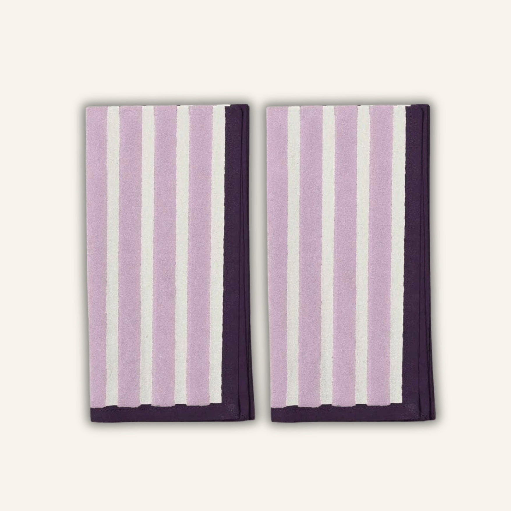 YOD&CO striped purple napkins included in the Table Manners Wrapt tablescape gift set