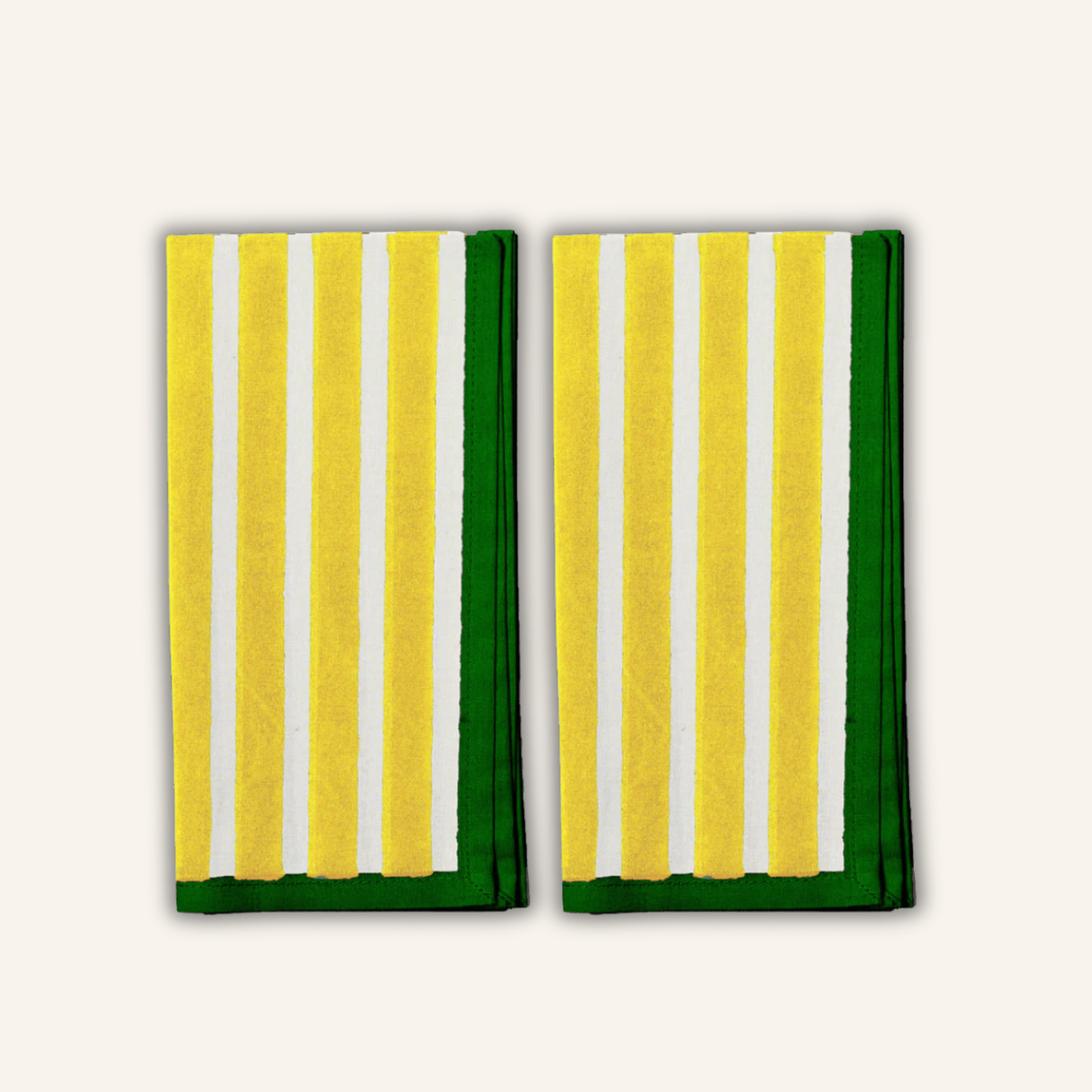 YOD&CO striped yellow napkins from the Table Manners Wrapt tablescape gift box
