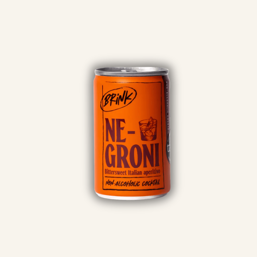 Alcohol free negroni cocktail tin from Brink Drinks