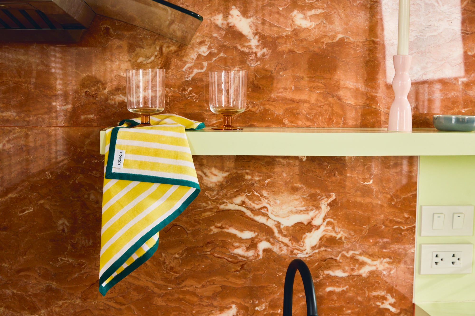 Block Stripe Napkins - Lemon & White
