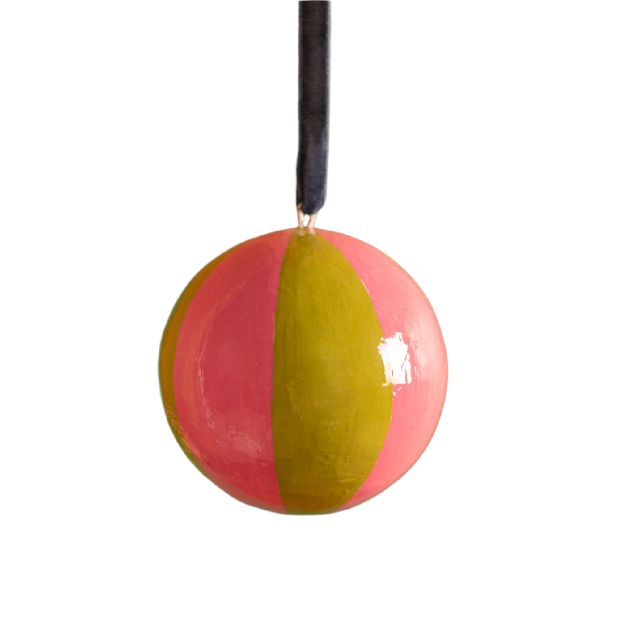 Ian Snow Bauble - Pink & Olive Beachball