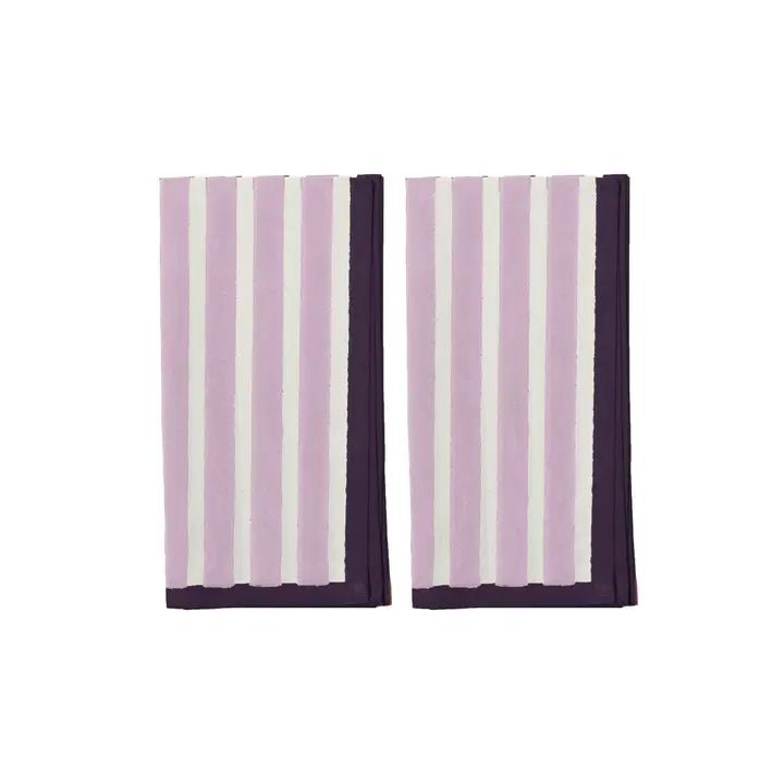 Block Stripe Napkins - Mauve & White