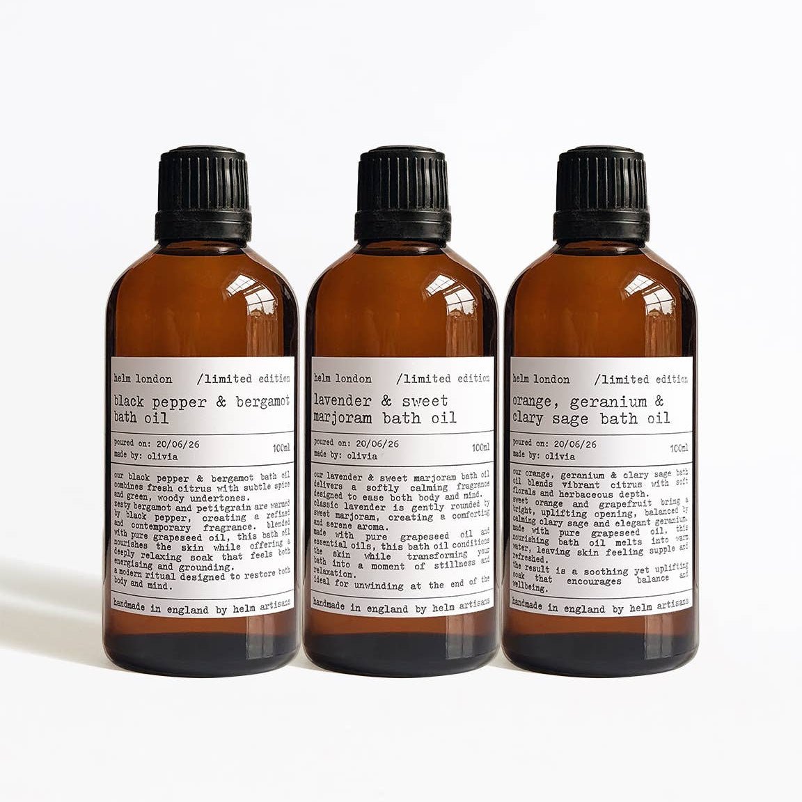 Sandalwood, Black Pepper & Mandarin Bath Oil 100ml by Helm London
