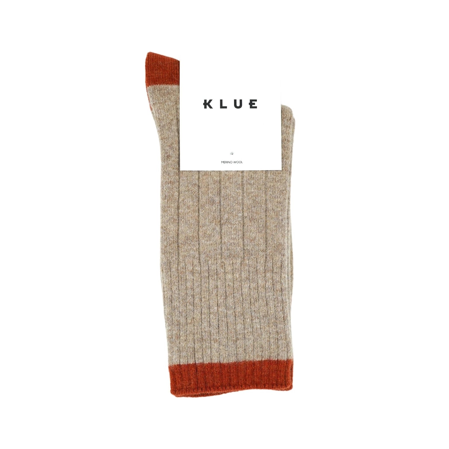 KLUE Womens Beige & Orange Merino Wool Socks