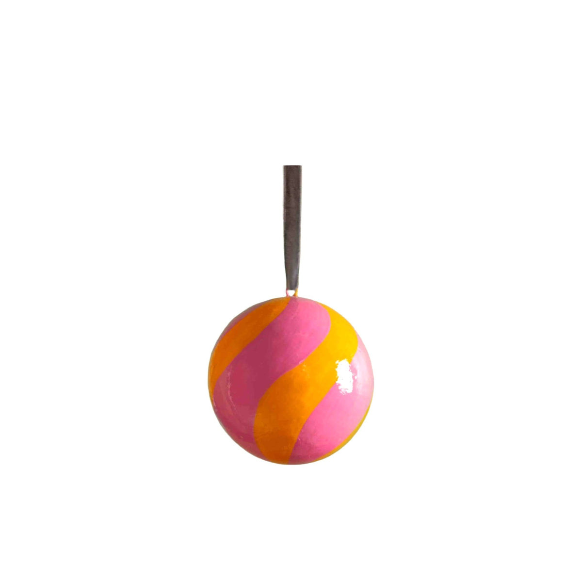 Ian Snow Bauble - Pink & Orange Swirl