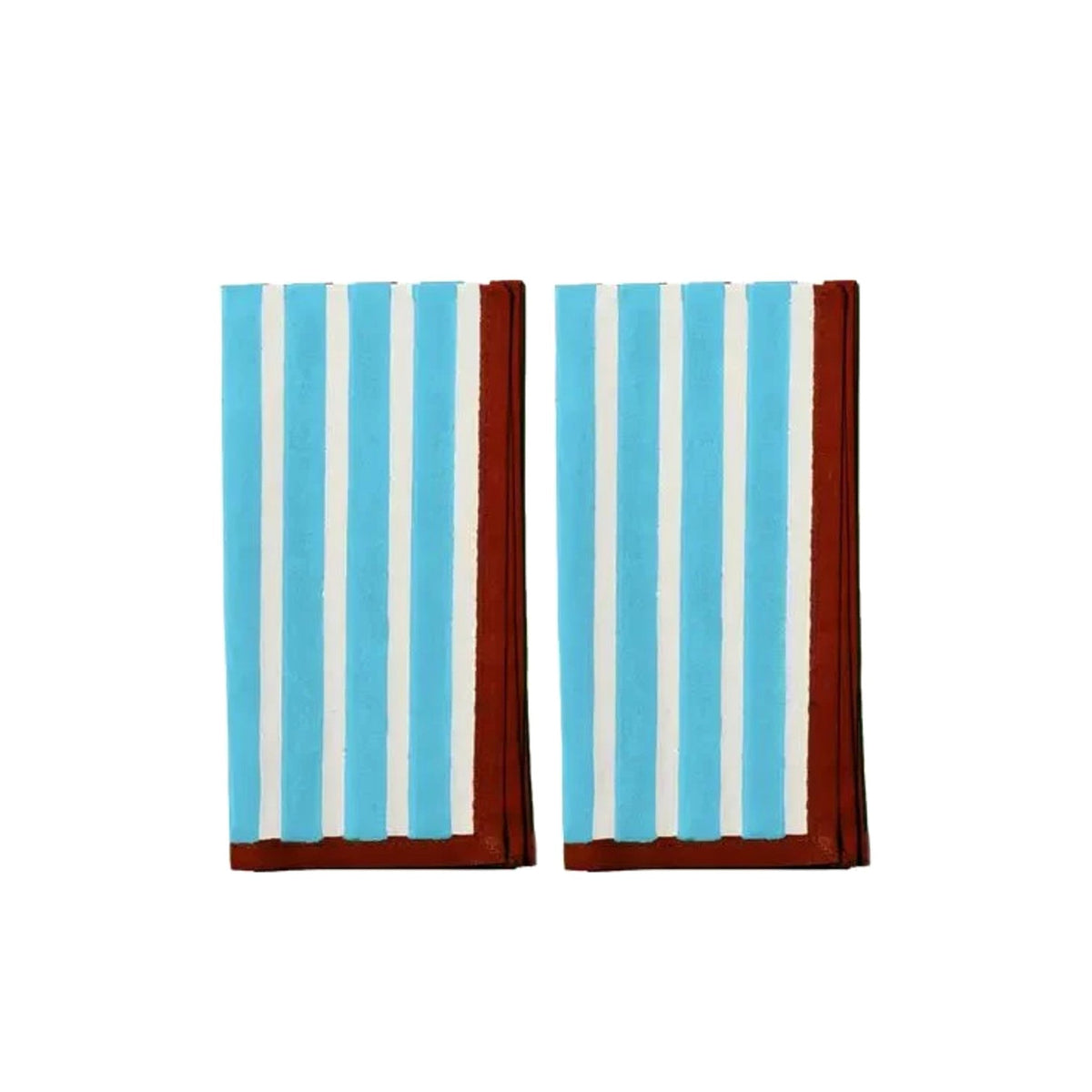 Block Stripe Napkins - Cyan & White