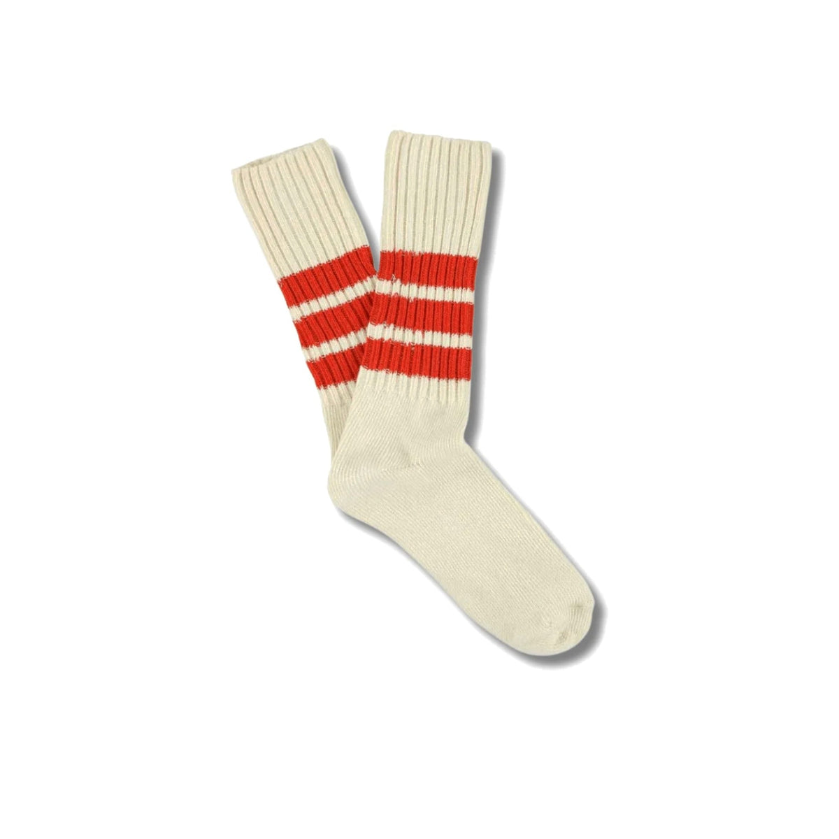 Striped Crew Socks in Ecru & Orange